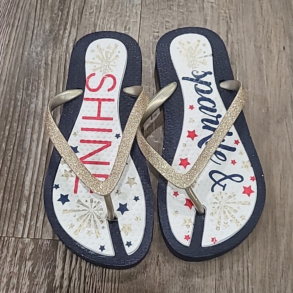 Capelli of New York Sparkle & Shine Flip Flops Size 3-4